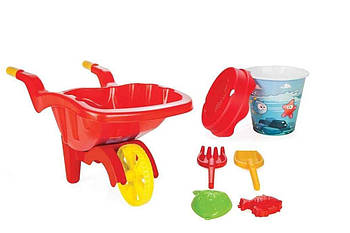 Дитячий візок із пісковим набором (лопатка, граблі, відро, сито) 06-173 Pilsan
