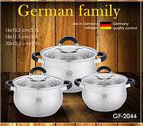Набір каструль із неіржавкої сталі German Family GF-2044 Німеччина каструлі з неіржавкої сталі 3 шт. з товстим дном, фото 4