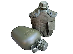 Тактична армійська пластикова фляга на 1л із чохлом и котелком Оливковий