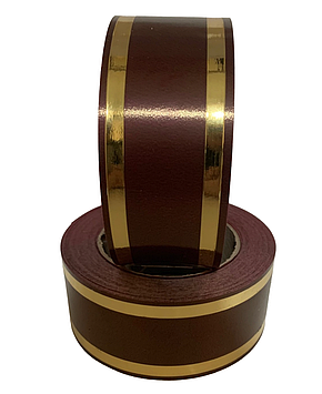 Стрічка ритуальна, колір Бордовий, ЗОЛОТО - 5 см