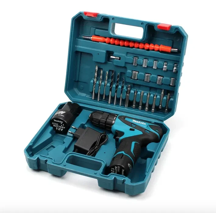 Акумуляторний шурупокрут 12 V з набором Makita DF330DWE, набір біт