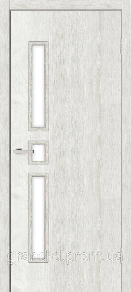 Двері міжкімнатні Оміс Комфорт ПВХ із матовим склом, колір ясен перламутр