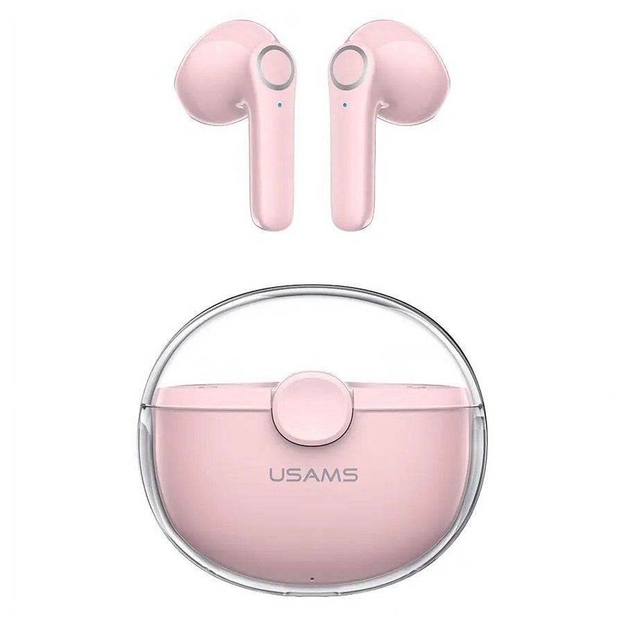 Навушники вкладиші безпровідні з мікрофоном Usams BU12 TWS Bluetooth в кейсі Рожевий (BHUBU04)