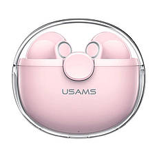 Навушники вкладиші безпровідні з мікрофоном Usams BU12 TWS Bluetooth в кейсі Рожевий (BHUBU04), фото 3