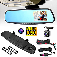 Зеркало видеорегистратор DVR L9000 с двумя камерами / Автомобильный регистратор с камерой заднего вида