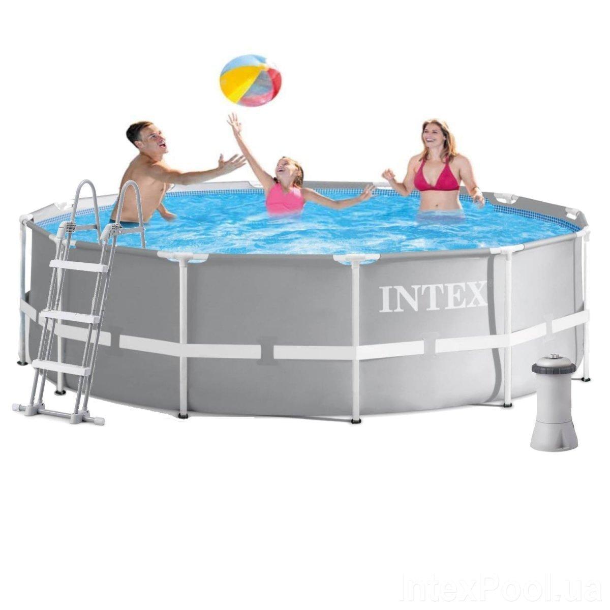 Літній басейн Intex 26716 Premium (366х99 см) Каркасний великий басейн Інтенс 8592 л з фільтром і драбиною