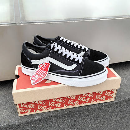 Чоловічі кеди Vans Old Skool чорно-білі демісезон жіночі унісекс, фото 6