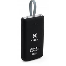 Батарея універсальна Vinga 10000 mAh SuperQC soft touch w/cable black (VPB1SQSCBK)