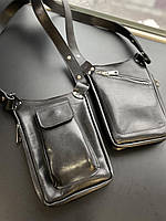 Портупея потовщена (сумка, для телефона та гаманця, кобура) чорна