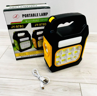Портативный ручной фонарь-прожектор на солнечной батарее с POWER BANK LED Solar JY-978D Светодиодная,PM - фото 1 - id-p1783087452