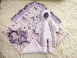 Демісезонний конверт + комбінезон на виписку, плюшевий з мереживом, аметист, фото 6