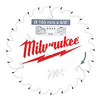 Диск пильный MILWAUKEE, Ø165/15,8/1,6мм, 24 зуб.