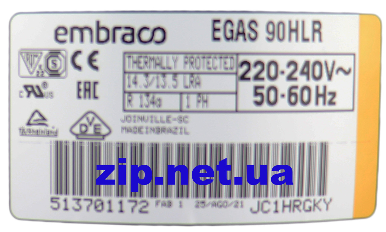 Компрессор 219 W для холодильника Embraco EGAS 90 HLR (7.15 куб.), R-134a Бразилия. гарантия 6 месяцев - фото 2 - id-p1780942912