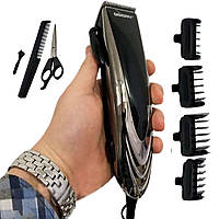 Профессиональная машинка для стрижки 4 насадки, проводная Geemy GM-813 / Триммер для волос