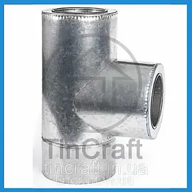 Трійник для димоходу сендвіч 90° Ø 350/420 Товщина 0.8мм (Нерж х Нерж) з нержавіючої сталі для приватного будинку