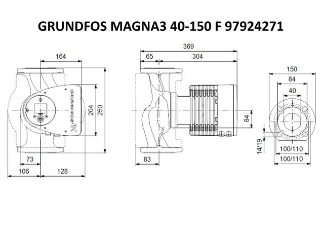 Регулируемый циркуляционный насос GRUNDFOS MAGNA3 40-150 F PN 6/10_GRUNDFOS MAGNA3 40-150 F