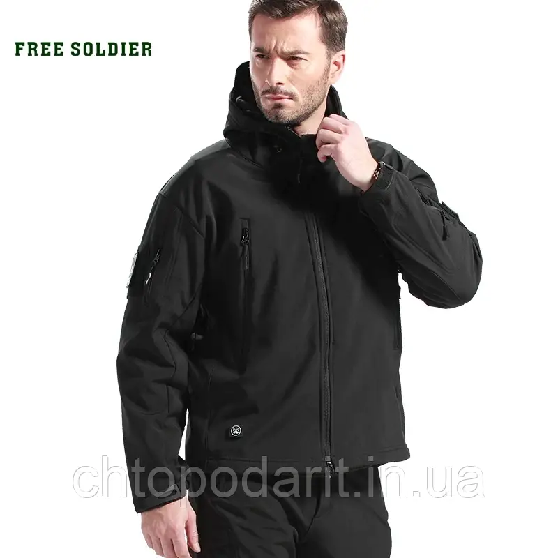 Куртка тактична Soft Shell чорна сезон весна/осінь розмір 2XL Код 59-0005