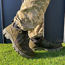 Тактичні кросівки оливкового кольору натуральна шкіра, фото 5