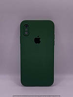 Чохол Silicone Case Square Full Camera Protective (AA) для Apple iPhone XS / X (5.8") (Зелений / Army green)