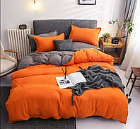 Евро однотонный комплект постельного белья Оранжевый серый коралловый бязь голд люкс Виталина 200х220