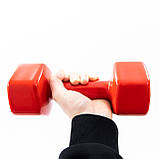 Гантель для фітнесу вінілова цільна (нерозбірна) OSPORT Profi 6 кг (OF-0135) Червоний, фото 3