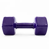 Гантель для фітнесу вінілова цільна (нерозбірна) OSPORT Profi 10 кг (OF-0139) Фіолетовий, фото 2