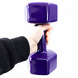 Гантель для фітнесу вінілова цільна (нерозбірна) OSPORT Profi 10 кг (OF-0139) Фіолетовий, фото 3