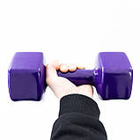 Гантель для фітнесу вінілова цільна (нерозбірна) OSPORT Profi 10 кг (OF-0139) Фіолетовий, фото 4