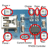 TP4056 Модуль заряду Li-ion акумуляторів, Mini USB акб, фото 6