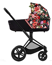 Коляска Cybex Priam 4.0 шасі Matt Black + люлька Spring Blossom Dark