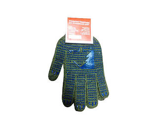 Перчатки (рукавиці) робочі №770 хакі та синя ПВХ крапка 9р. ТМ A-tex