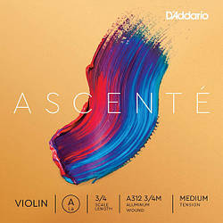 Струна Ля для скрипки D'Addario A312 3/4M Ascenté Violin String A 3/4M