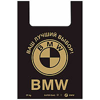 Пакет майка поліетиленовий чорний BMW, 38*57 см (кратність замовлення - 50 шт)