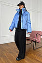 Весняна жіноча коротка блакитна куртка Сія 44 46 48 розміри, фото 3