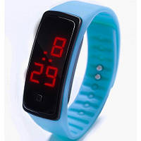 Спортивные силиконовые часы-браслет LED темно-голубые SW2-03