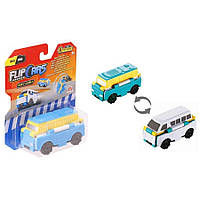 Машинка-трансформер Flip Cars 2 в 1 Городской транспорт, Автобус и Микроавтобус EU463875-11, Land of Toys