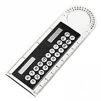 Мини-прозрачный калькулятор с солнечной батарейкой, линейкой и лупой,черный