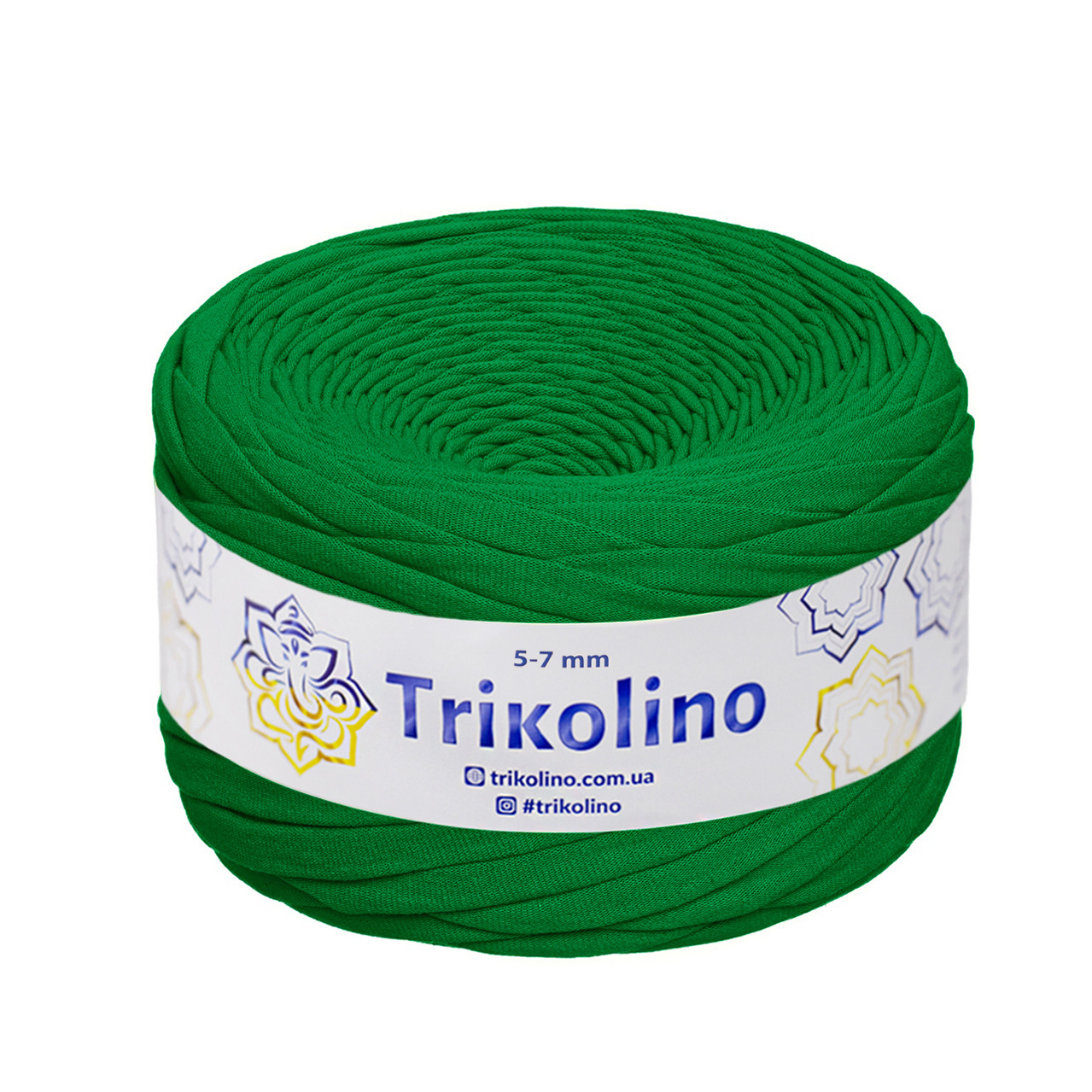Трикотажна пряжа Trikolino, 5-7 мм., 100 м., Лісовий зелений, нитки для в'язання, фото 1