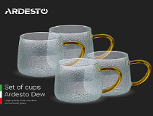 Набір чашок Dew 4 пр 350 мл б/с скло AR2635C Ardesto