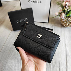 Гаманець Шанель шкіряний чорний в коробці