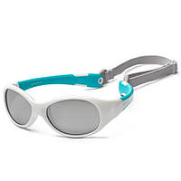 Детские солнцезащитные очки Koolsun бело-бирюзовые серии Flex (Размер: 3+) KS-FLWA003, Land of Toys