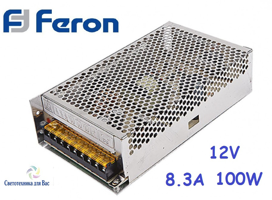 Блок живлення знижувальний для світлодіодних стрічок 12V Feron LB-009 100 Вт  130*98*42mm