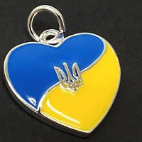 Подвеска Сердце Украины 17х18 мм, цвет серебро (гиппоаллергенный сплав)