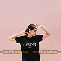 Женская футболка оверсайз oversize Celine Селин Чёрная