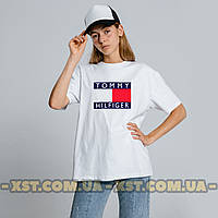 Жіноча футболка оверсайз oversize Tommy Hilfiger Томмі Хілфігер Біла