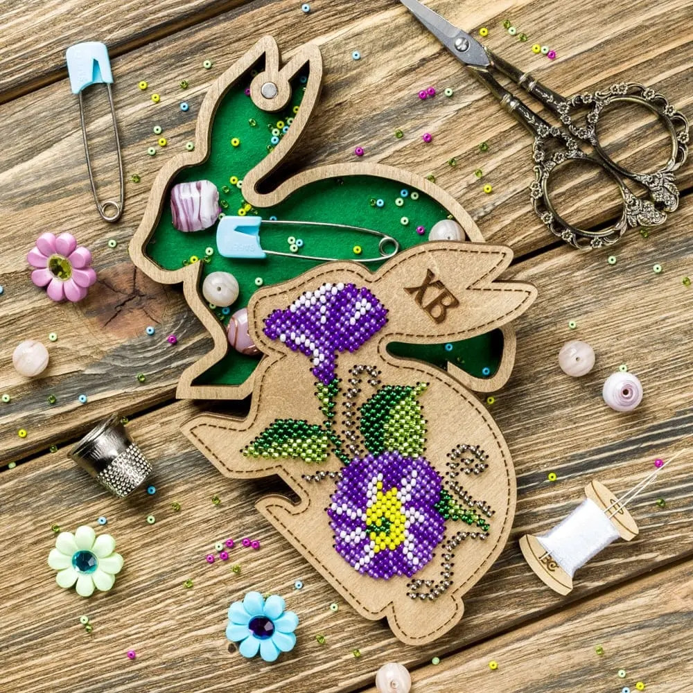 Набір для вишивання бісером для дерева Великодній органайзер із двосторонньою вишивкою FLK-423, фото 1