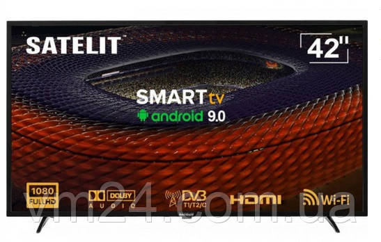 LED-телевизор TV 42 Satelit 42F9100ST Full HD/T2/Smart TV/Android 9/HDMI/USB/Wi-Fi/Ethernet/Black