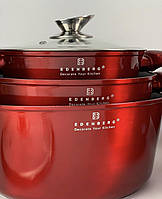 Набор кастрюль казанов с мраморным покрытием Edenberg EB-7421 Набор кухонной посуды 8 предметов Красный