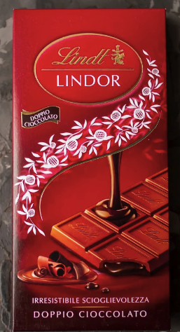 Молочний шоколад Doppio Ciococolato Lindt Lindor із шоколадною начинкою 100 г