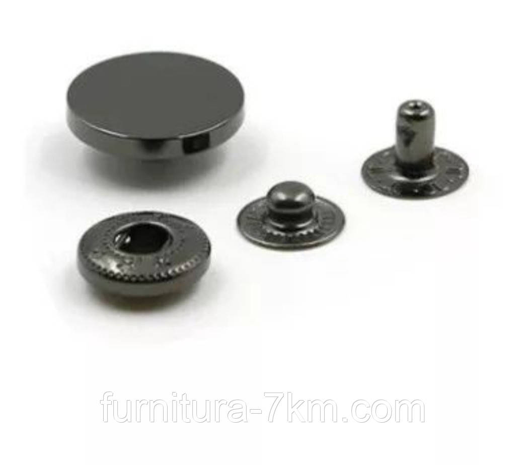 Кнопка (таблетка, плоска). 15 мм. Чорна, матова. Нержавіюча сталь. Туреччина., фото 1